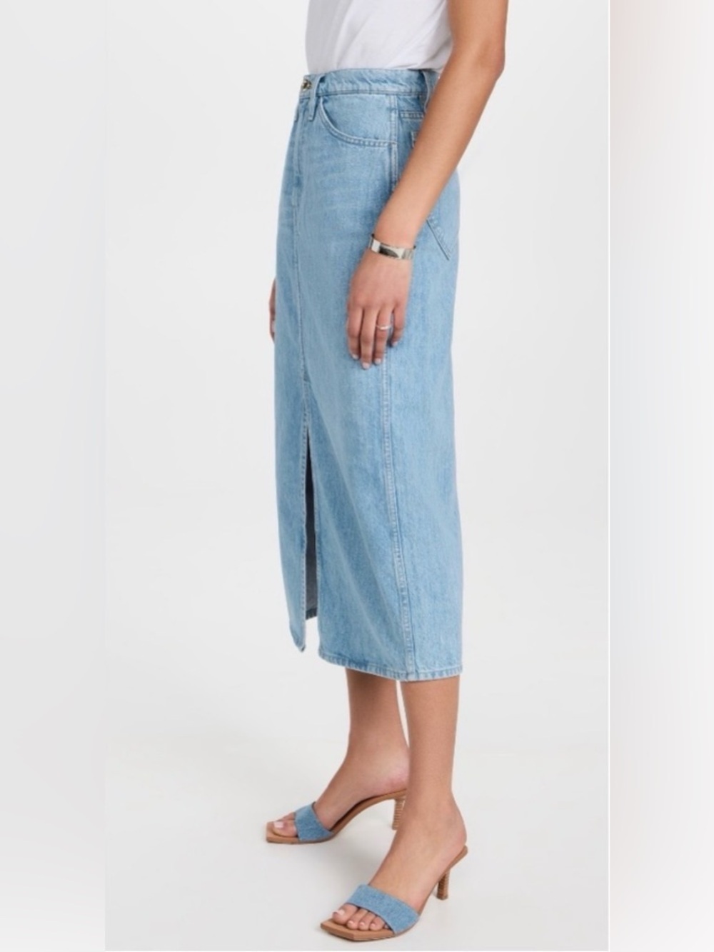 FRAME Le Italien Blue Denim Maxi Skirt - Picture 2 of 9